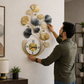 Ginkgo Leaf Metal Wall Clock – Large Decorative Silent Wall Clock for Living Room & Home
