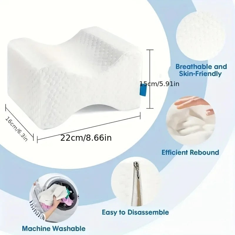 Ergonomic Knee Pillow for Side Sleepers - High-Density Memory Foam Leg Support with Breathable Washable Cover