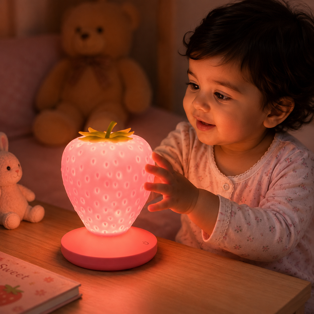 Touch-Sensitive Strawberry Table Lamp – Charming Strawberry Lampshade for Home Decor, Gift Ideas
