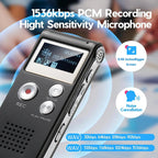Compact Voice-Activated Digital Voice Recorder - WAV Audio Recording with Built-In Memory and Balanced Playback