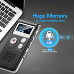 Compact Voice-Activated Digital Voice Recorder - WAV Audio Recording with Built-In Memory and Balanced Playback