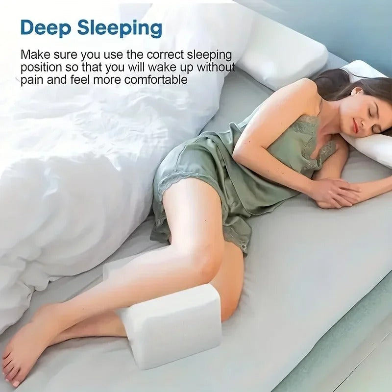 Ergonomic Knee Pillow for Side Sleepers - High-Density Memory Foam Leg Support with Breathable Washable Cover