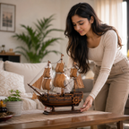 Wooden Sailing Ship Model – Nautical Decorative Accent for Home & Office