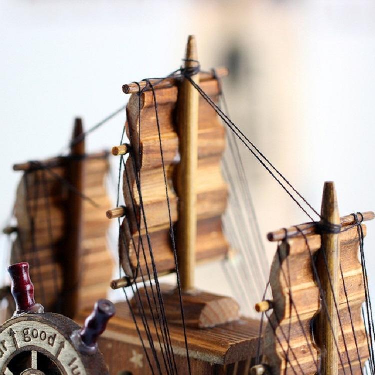 Wooden Sailing Ship Model – Nautical Decorative Accent for Home & Office