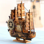 Wooden Sailing Ship Model – Nautical Decorative Accent for Home & Office