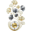 Ginkgo Leaf Metal Wall Clock – Large Decorative Silent Wall Clock for Living Room & Home
