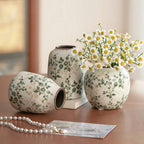Ceramic Ice Crackle Vase – Decorative Flower Vase for Fresh & Dried Floral Arrangements