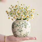 Ceramic Ice Crackle Vase – Decorative Flower Vase for Fresh & Dried Floral Arrangements