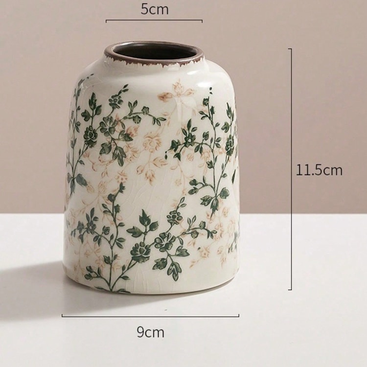 Ceramic Ice Crackle Vase – Decorative Flower Vase for Fresh & Dried Floral Arrangements