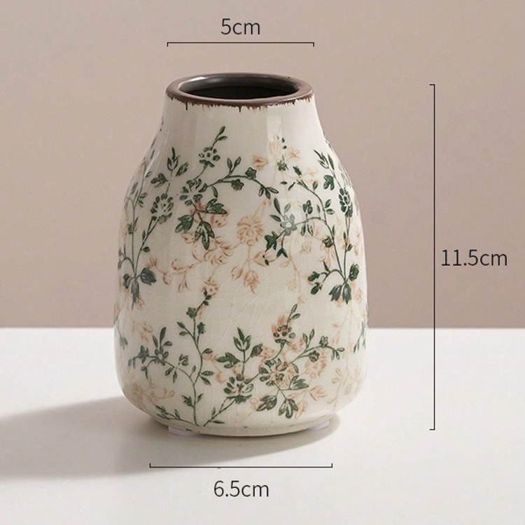 Ceramic Ice Crackle Vase – Decorative Flower Vase for Fresh & Dried Floral Arrangements