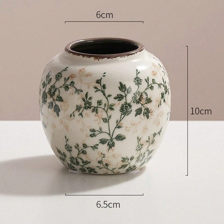 Ceramic Ice Crackle Vase – Decorative Flower Vase for Fresh & Dried Floral Arrangements