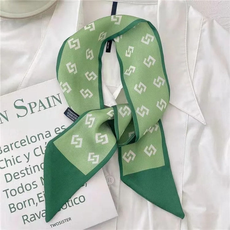 Printed Silk-Feel Neck Scarf – Fashion Hair Scarf & Handbag Ribbon Accessory