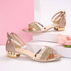 Women's Low Heel Open Toe Sandals – Casual Summer Slip-On Shoes