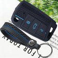 Leather Car Key Case Cover with Keychain – Protective Key Fob Cover for Compatible Vehicle Keys