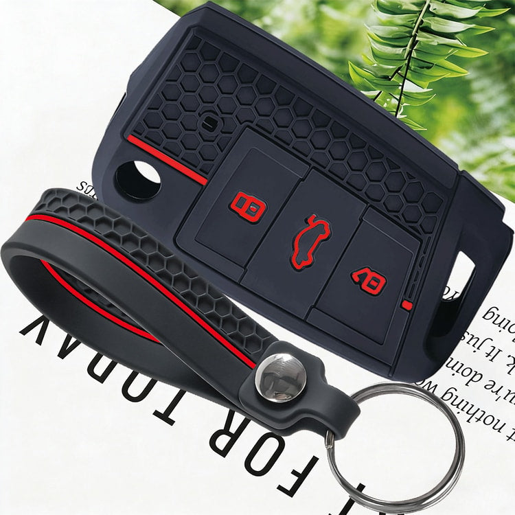 Leather Car Key Case Cover with Keychain – Protective Key Fob Cover for Compatible Vehicle Keys