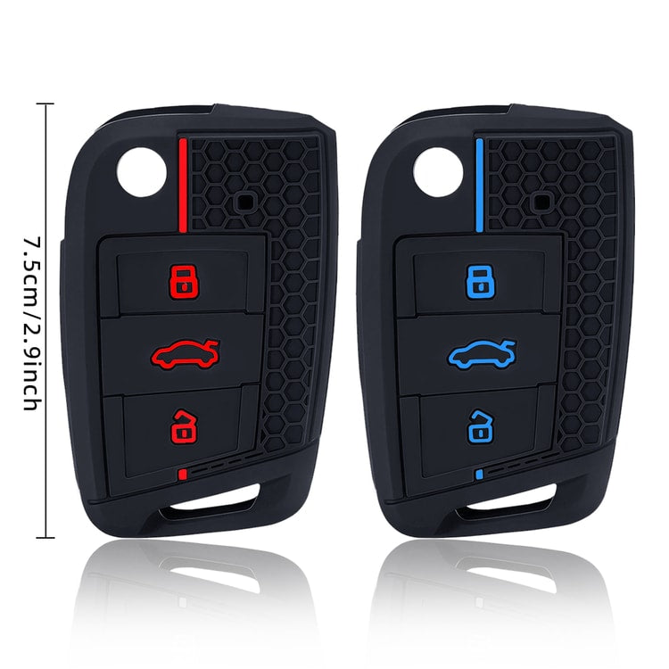 Leather Car Key Case Cover with Keychain – Protective Key Fob Cover for Compatible Vehicle Keys