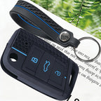 Leather Car Key Case Cover with Keychain – Protective Key Fob Cover for Compatible Vehicle Keys