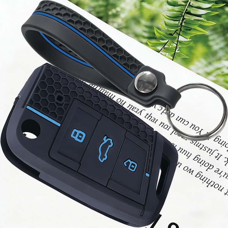 Leather Car Key Case Cover with Keychain – Protective Key Fob Cover for Compatible Vehicle Keys