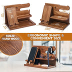 Wooden Desk Organizer with Phone Holder – Desktop Stand for Keys, Wallet, Glasses & Watch