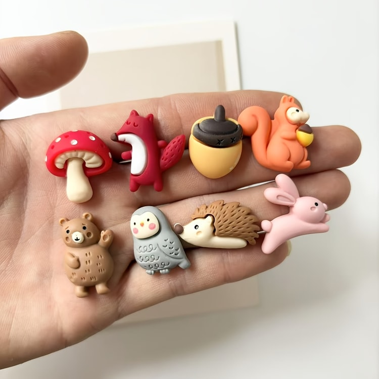 Cute Fox & Hedgehog Refrigerator Magnets – Resin Decorative Magnets for Home & Office (8 Pack)