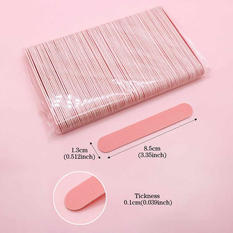 Pink Wooden Nail Files – 8.5 cm Manicure & Pedicure Nail Care Tool (100 Pack)