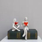 Reading Woman Thinker Statue – Decorative Paper Pulp Figurine for Home & Office