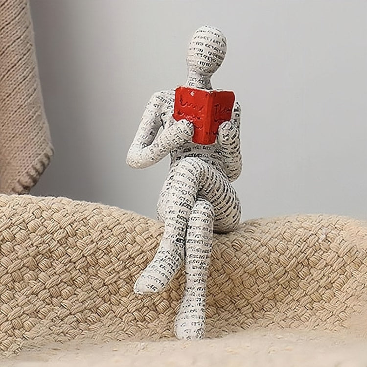 Reading Woman Thinker Statue – Decorative Paper Pulp Figurine for Home & Office