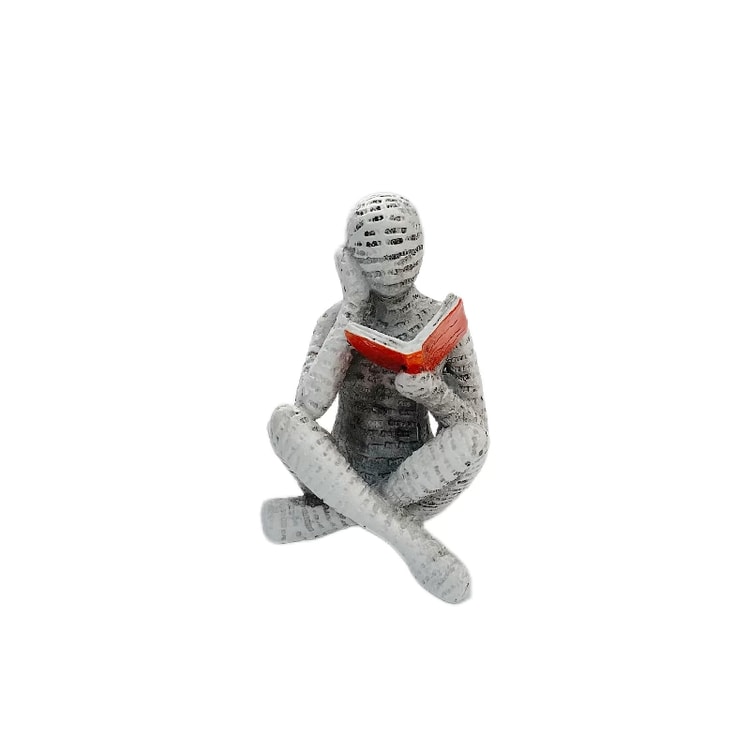 Reading Woman Thinker Statue – Decorative Paper Pulp Figurine for Home & Office