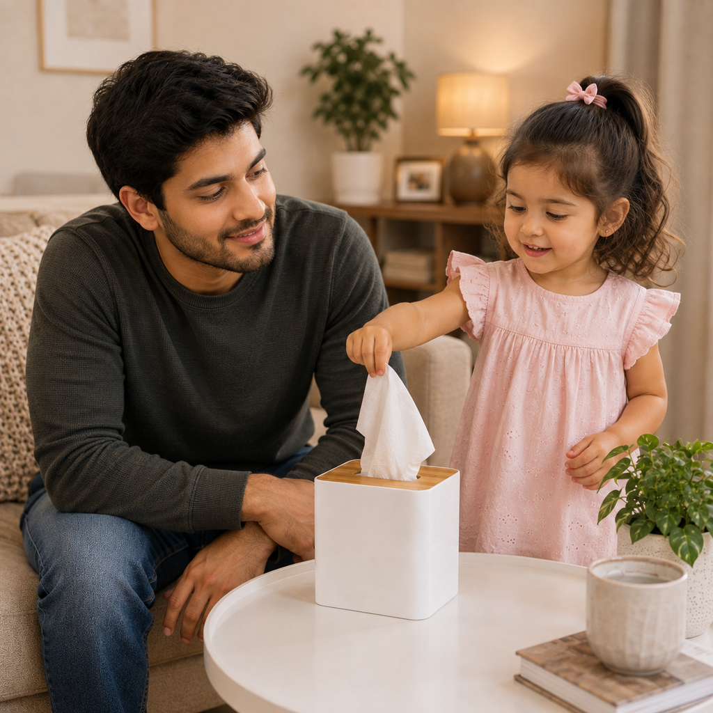 Modern Covered Square Tissue Box – Minimalist Tissue Holder for Home, Office & Living Room