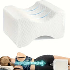 Ergonomic Knee Pillow for Side Sleepers - High-Density Memory Foam Leg Support with Breathable Washable Cover