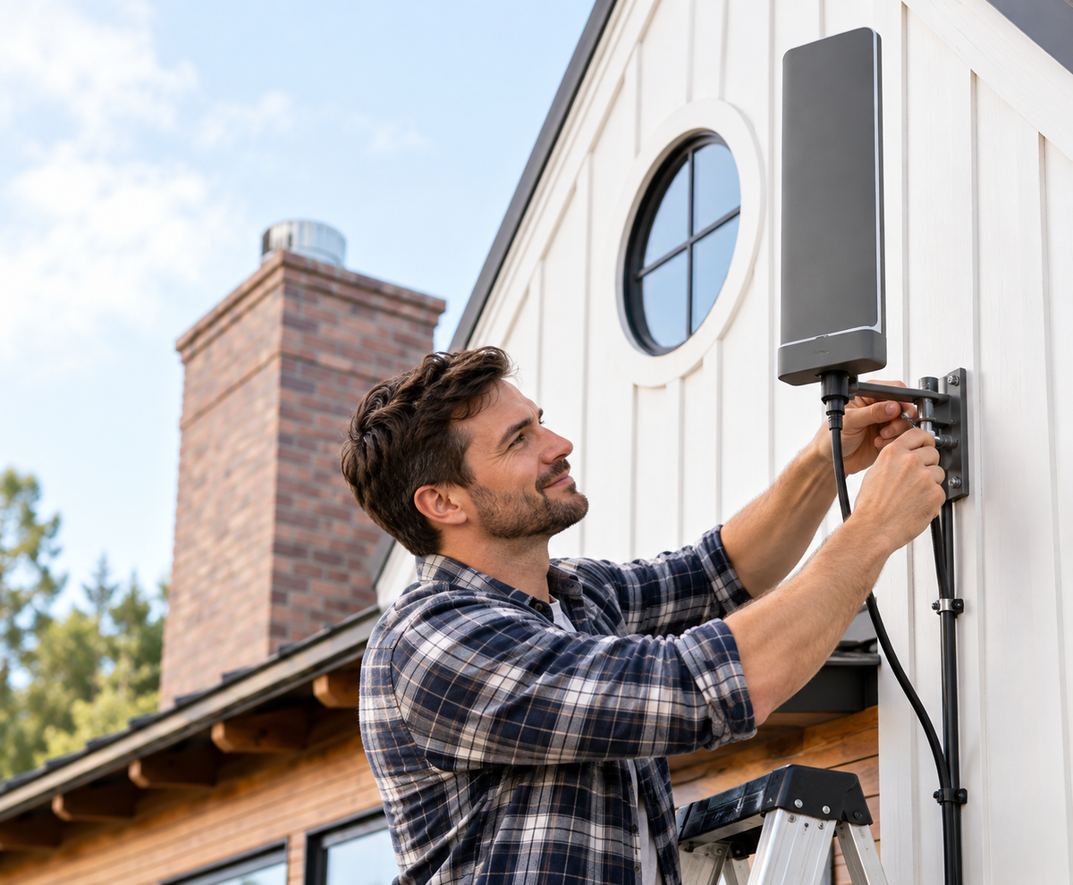 360 Degree Amplified HDTV Outdoor Antenna - UHF/VHF Digital TV Antenna with Signal Filter, Stand and Wall Mount