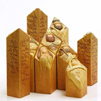 9-Piece Nativity Tree Pillar Statue Set - Resin Christmas Holy Family Figurines with Biblical Verses