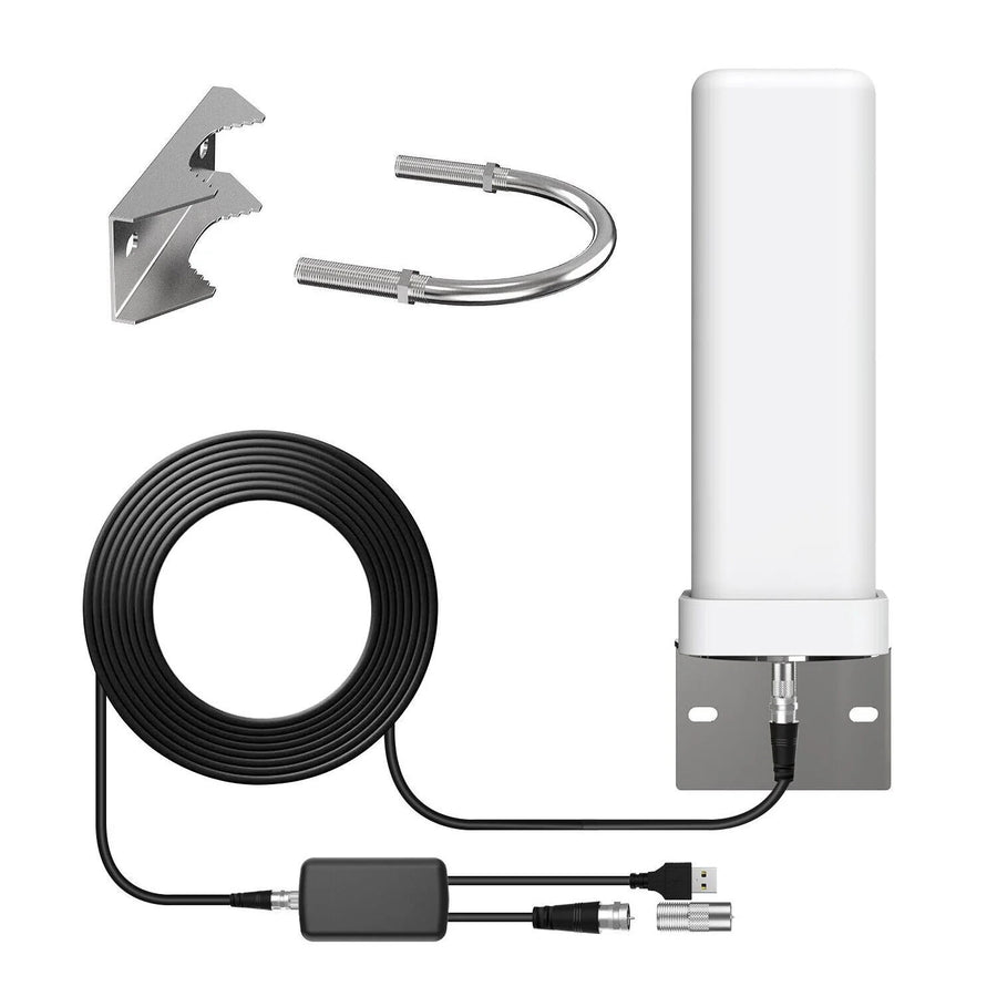 360 Degree Amplified HDTV Outdoor Antenna - UHF/VHF Digital TV Antenna with Signal Filter, Stand and Wall Mount