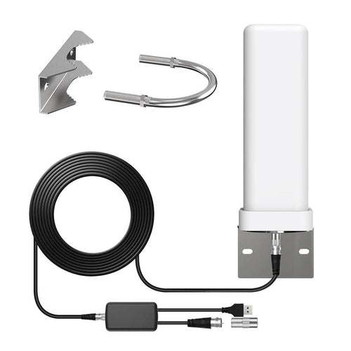 360 Degree Amplified HDTV Outdoor Antenna - UHF/VHF Digital TV Antenna with Signal Filter, Stand and Wall Mount